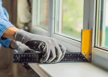 Chico revisando las ventanas de su casa para que no haya fugas en invierno